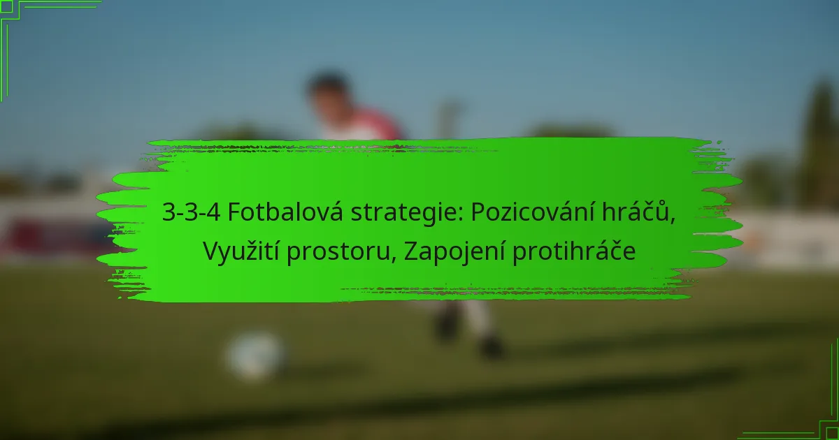 3-3-4 Fotbalová strategie: Pozicování hráčů, Využití prostoru, Zapojení protihráče