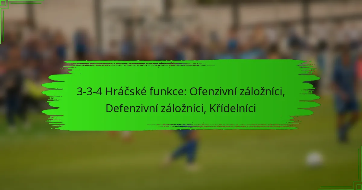 3-3-4 Hráčské funkce: Ofenzivní záložníci, Defenzivní záložníci, Křídelníci