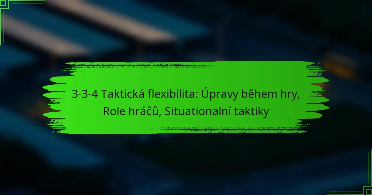 3-3-4 Taktická flexibilita: Úpravy během hry, Role hráčů, Situationalní taktiky
