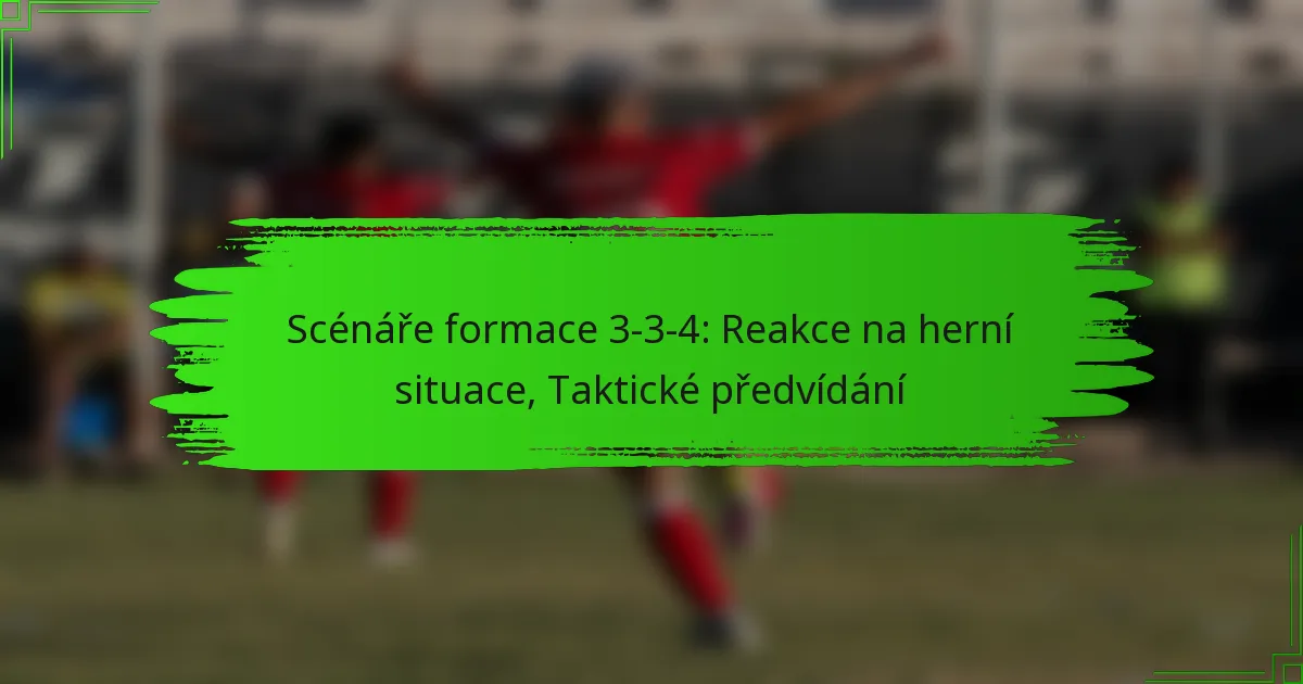 Scénáře formace 3-3-4: Reakce na herní situace, Taktické předvídání